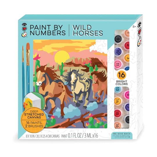 Bright Stripes iHeartArt Wild Horses Paint by Numbers Activity Kit